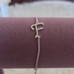 HSN Initial F Sparkling Adjustable Bracelet NIB